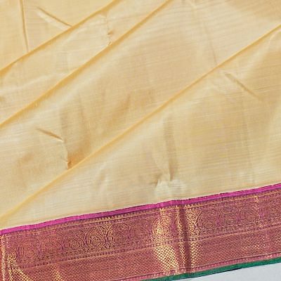 Classic Kanchipuram Silk Plain Cream Saree