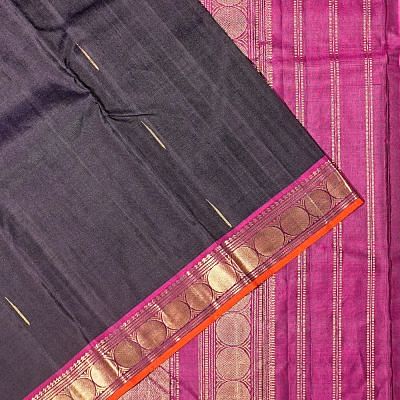 Classic Kanchipuram Silk Butta Dark Purple Saree