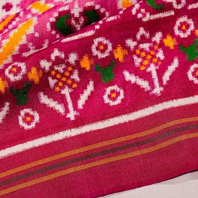 Patan Patola Silk Double Ikat Baby Pink Saree