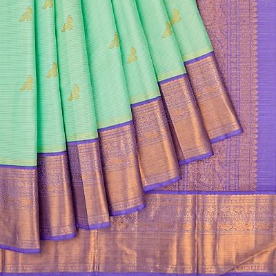 Kanchipuram Silk Horizontal Lines Sea Green Saree