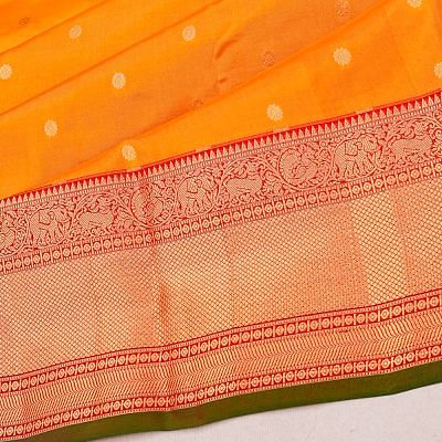 Taranga Kanchi Silk Butta Mustard Yellow Saree