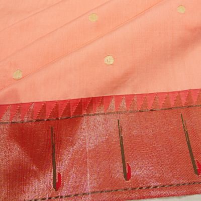 Paithani Silk Butta Peach Saree With Single Muniya Border