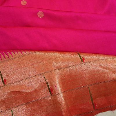 Paithani Silk Butta Rani Pink Saree With Triple Muniya Border