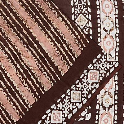 Soft Tussar Batik Printed Brown Saree