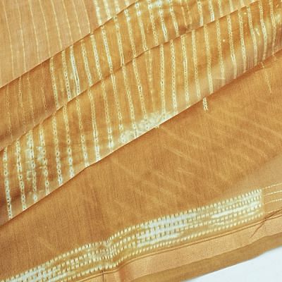 Chanderi Cotton Shibori Printed Khaki Brown Saree