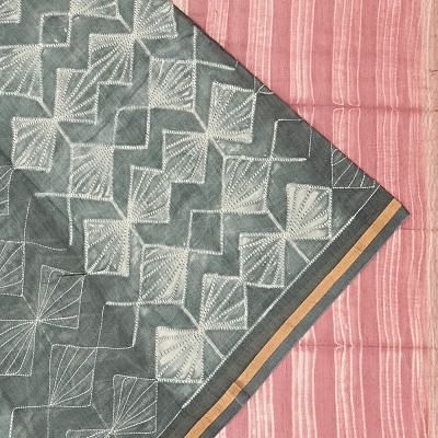 Chanderi Cotton Shibori Printed Grey Saree