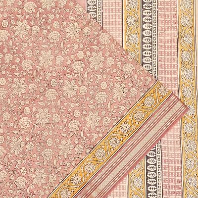 Chanderi Cotton Floral Printed Pink Saree