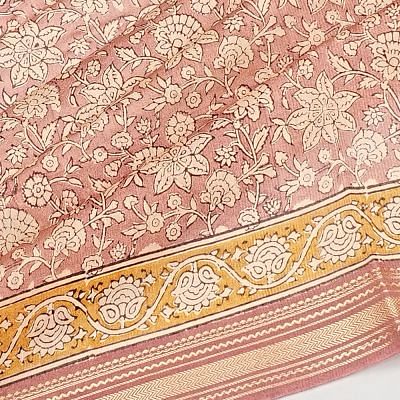 Chanderi Cotton Floral Printed Pink Saree