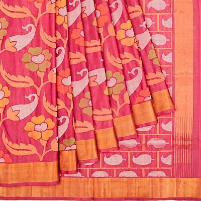 Uppada Silk All Over Jamdani Pink Saree