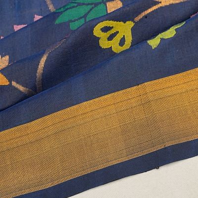 Uppada Silk All Over Jamdani Dark Blue Saree