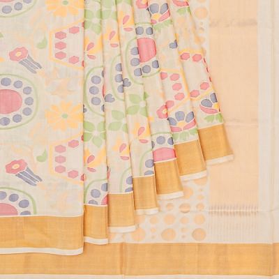 Uppada Silk All Over Jamdani Cream Saree