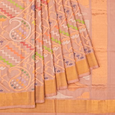 Uppada Silk All Over Jamdani Cream Saree