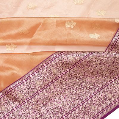 Banarasi Kora Organza Tissue Butta Orange Saree