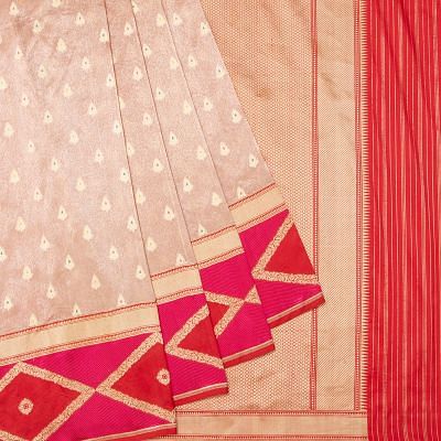 Banarasi Kora Organza Tissue Butta Cream Saree