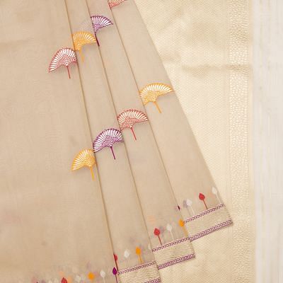 Banarasi Kora Organza Butta Cream Saree