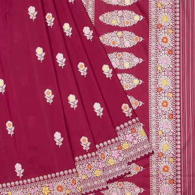 Banarasi Silk Butta Maroon Saree