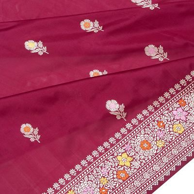 Banarasi Silk Butta Maroon Saree