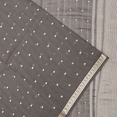 Chanderi Cotton Butta Grey Saree