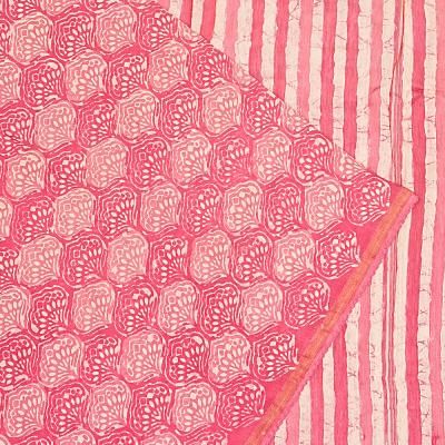 Chanderi Cotton Batik Printed Pink Saree