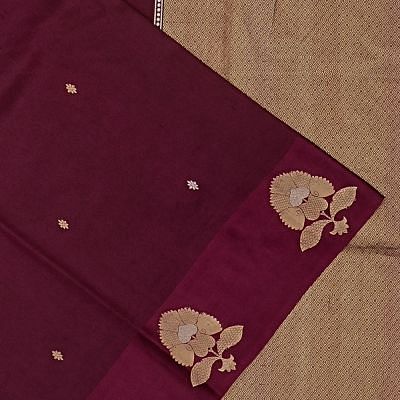 Banarasi Katan Silk Butta Burgundy Saree