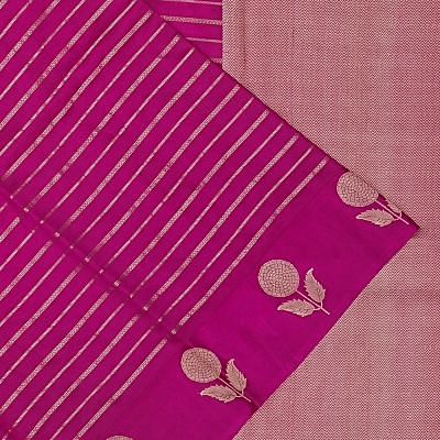 Banarasi Katan Silk Horizontal Lines Rani Pink Saree