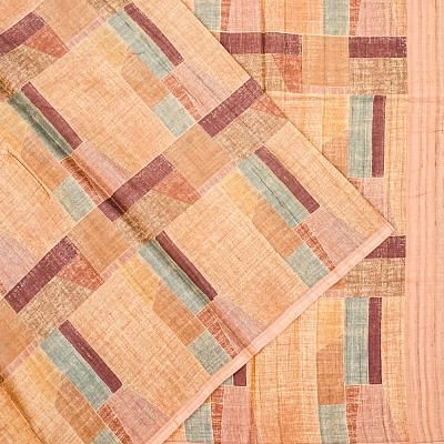 Tussar Geometrical Printed Peach Saree