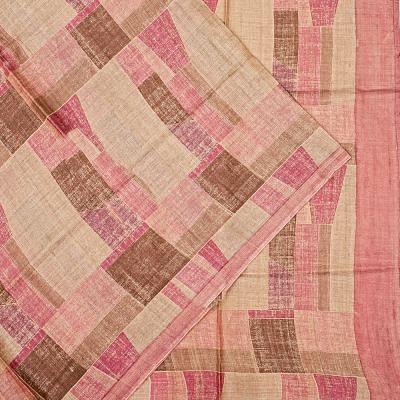 Tussar Geometrical Printed Pink And Beige Saree