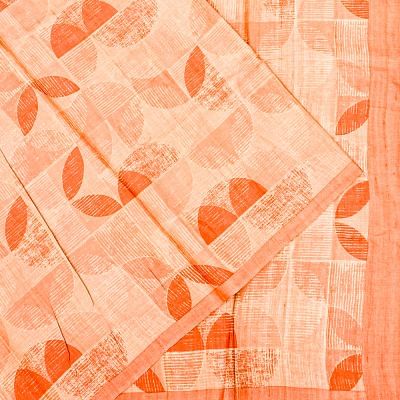 Tussar Floral Printed Pastel Orange Saree