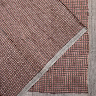 Tussar Geometrical Printed Grey And Brown Saree