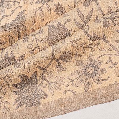 Tussar Floral Printed Beige Saree