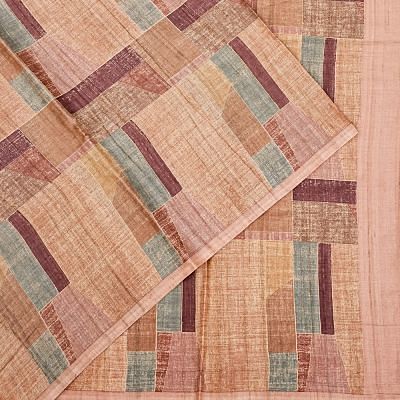 Tussar Geometrical Printed Peach Saree