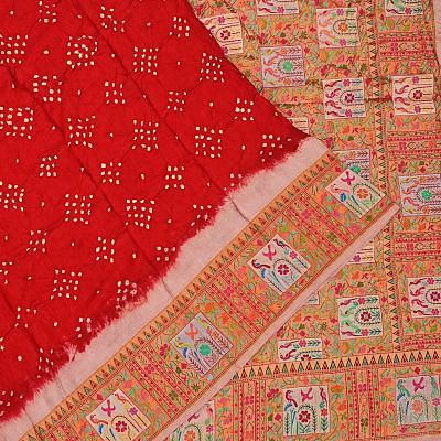 Banarasi Silk Bandhani Red Saree