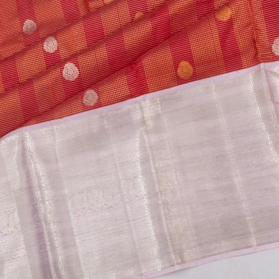 Kanchipuram Silk Checks And Butta Red Saree