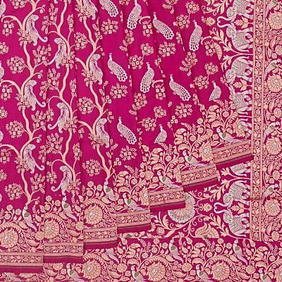 Banarasi Silk Jaal Rani Pink Saree