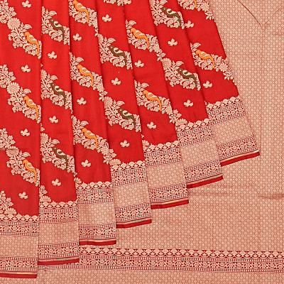 Banarasi Silk Leheriya Jaal Red Saree