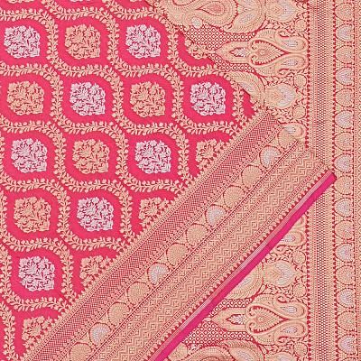 Banarasi Silk Jaal And Butta Pink Saree