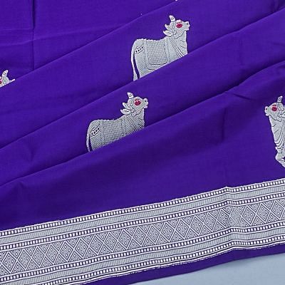 Banarasi Satin Pichwai Butta Royal Blue Saree