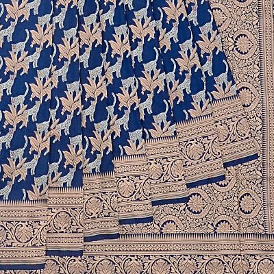 Banarasi Silk Leheriya Jaal Royal Blue Saree