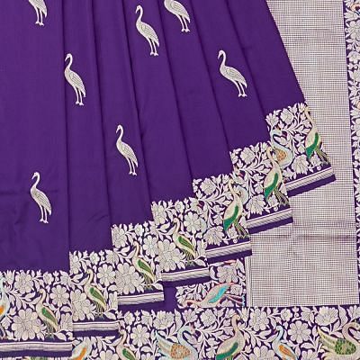 Banarasi Silk Butta Violet Saree