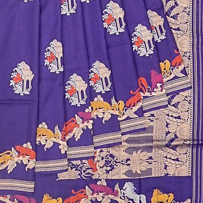 Banarasi Silk Butta Blue Saree