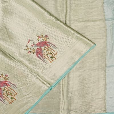 Kanchipuram Silk Tissue Brocade Sky Blue Saree