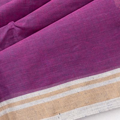 Dhakai Handspun Cotton Butta Purple Saree With Jamdani Pallu