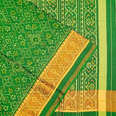 Rajkot Patola Silk Ikat Green Saree