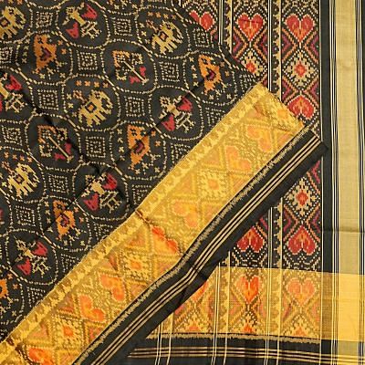 Rajkot Patola Silk Ikat Black Saree