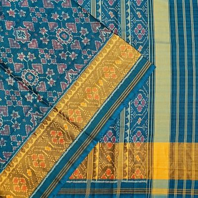 Rajkot Patola Silk Ikat Teal Blue Saree