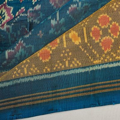 Rajkot Patola Silk Ikat Teal Blue Saree