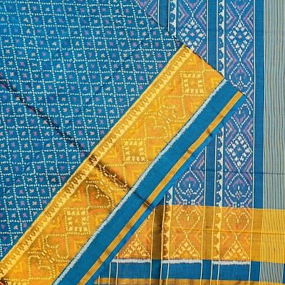 Rajkot Patola Silk Ikat Teal Blue Saree