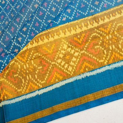 Rajkot Patola Silk Ikat Teal Blue Saree