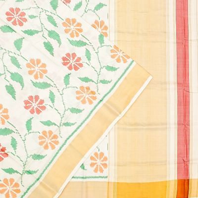 Rajkot Patola Silk Ikat White Saree