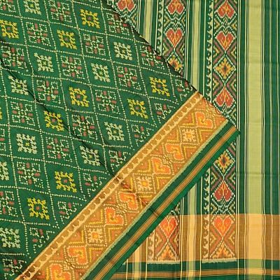 Rajkot Patola Silk Ikat Dark Green Saree